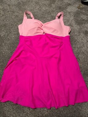 Two-Tone Pink Women's One-Piece Swim Dress